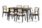 Dannon Mid-Century Modern Cream Fabric and Black Finished Wood 7-Piece Dining Set FredCo