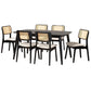 Dannon Mid-Century Modern Cream Fabric and Black Finished Wood 7-Piece Dining Set FredCo