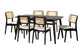 Dannon Mid-Century Modern Cream Fabric and Black Finished Wood 7-Piece Dining Set FredCo