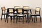 Dannon Mid-Century Modern Cream Fabric and Black Finished Wood 7-Piece Dining Set FredCo