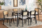 Dannon Mid-Century Modern Cream Fabric and Black Finished Wood 7-Piece Dining Set FredCo