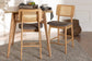 Dannon Mid-Century Modern Grey Fabric and Natural Oak Finished Wood 2-Piece Counter Stool Set FredCo
