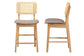 Dannon Mid-Century Modern Grey Fabric and Natural Oak Finished Wood 2-Piece Counter Stool Set FredCo