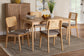 Dannon Mid-Century Modern Grey Fabric and Natural Oak Finished Wood 5-Piece Dining Set FredCo