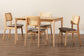 Dannon Mid-Century Modern Grey Fabric and Natural Oak Finished Wood 5-Piece Dining Set FredCo