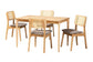 Dannon Mid-Century Modern Grey Fabric and Natural Oak Finished Wood 5-Piece Dining Set FredCo
