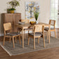Dannon Mid-Century Modern Grey Fabric and Natural Oak Finished Wood 5-Piece Dining Set FredCo
