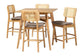 Dannon Mid-Century Modern Grey Fabric and Natural Oak Finished Wood 5-Piece Pub Set FredCo