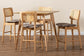 Dannon Mid-Century Modern Grey Fabric and Natural Oak Finished Wood 5-Piece Pub Set FredCo