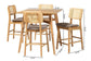 Dannon Mid-Century Modern Grey Fabric and Natural Oak Finished Wood 5-Piece Pub Set FredCo