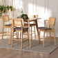 Dannon Mid-Century Modern Grey Fabric and Natural Oak Finished Wood 5-Piece Pub Set FredCo