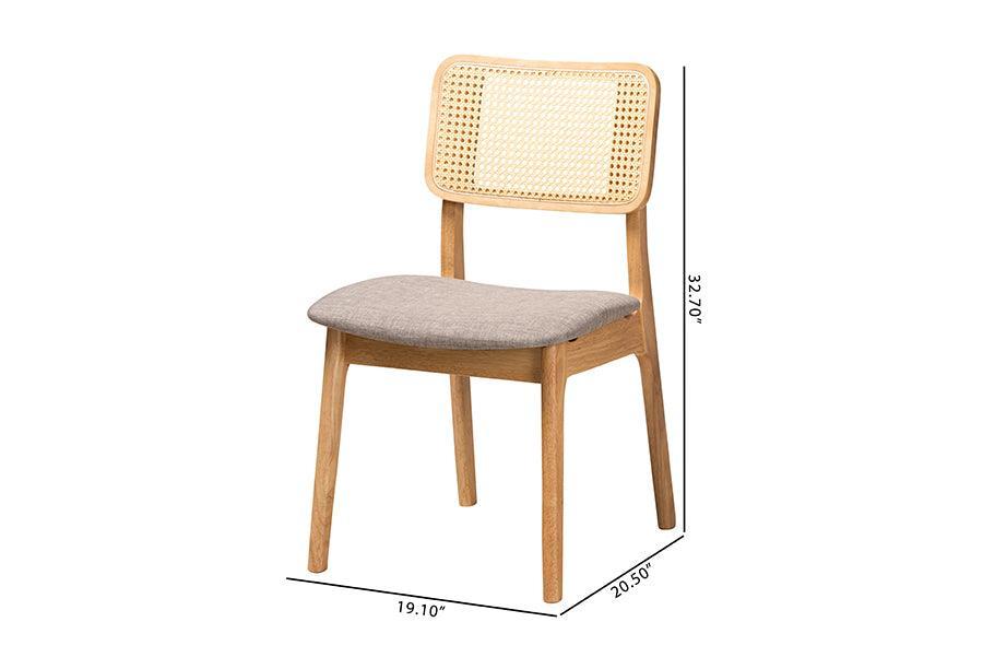 Dannon Mid-Century Modern Grey Fabric and Ntural Oak Finished Wood 2-Piece Dining Chair Set FredCo