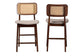 Dannon Mid-Century Modern Grey Fabric and Walnut Brown Finished Wood 2-Piece, Counter Stool Set FredCo