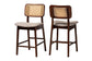 Dannon Mid-Century Modern Grey Fabric and Walnut Brown Finished Wood 2-Piece, Counter Stool Set FredCo