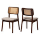 Dannon Mid-Century Modern Grey Fabric and Walnut Brown Finished Wood 2-Piece Dining Chair Set FredCo