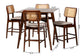 Dannon Mid-Century Modern Grey Fabric and Walnut Brown Finished Wood 5-Piece Pub Set FredCo