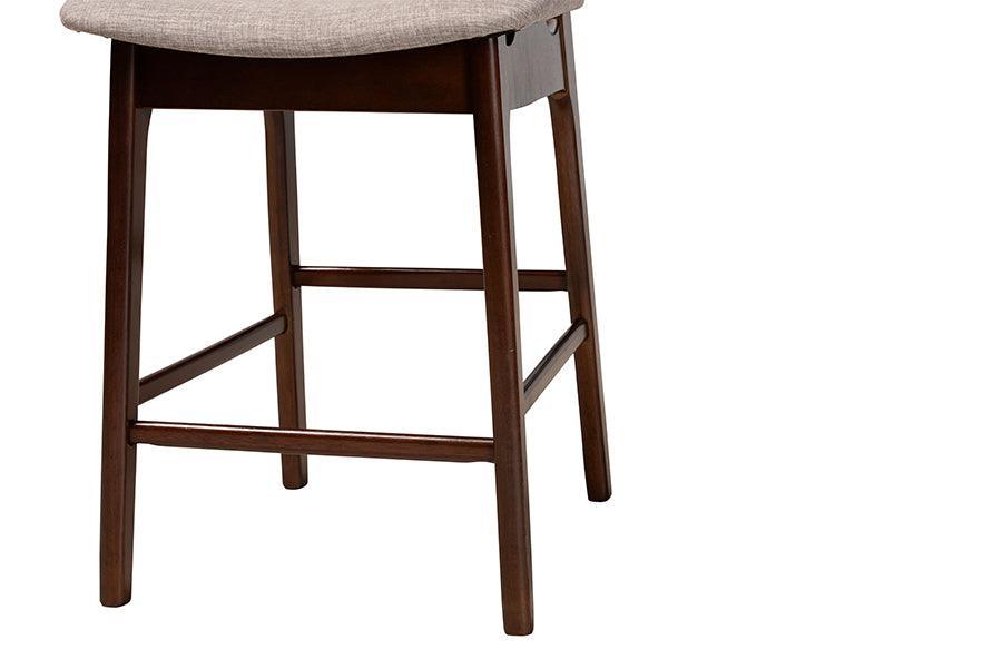 Dannon Mid-Century Modern Grey Fabric and Walnut Brown Finished Wood 5-Piece Pub Set FredCo