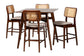 Dannon Mid-Century Modern Grey Fabric and Walnut Brown Finished Wood 5-Piece Pub Set FredCo