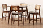 Dannon Mid-Century Modern Grey Fabric and Walnut Brown Finished Wood 5-Piece Pub Set FredCo
