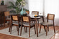 Dannon Mid-Century Modern Grey Fabric and Walnut Brown Finished Wood 7-Piece Dining Set FredCo