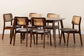 Dannon Mid-Century Modern Grey Fabric and Walnut Brown Finished Wood 7-Piece Dining Set FredCo