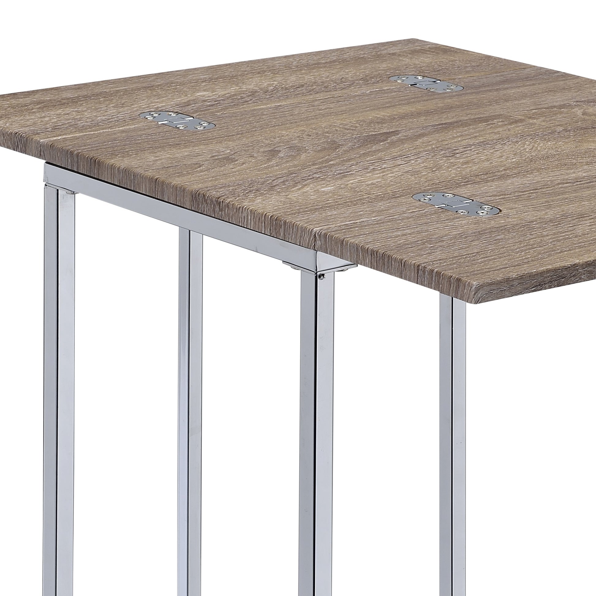 Danson Weathered Oak & Chrome Finish Accent Table FredCo