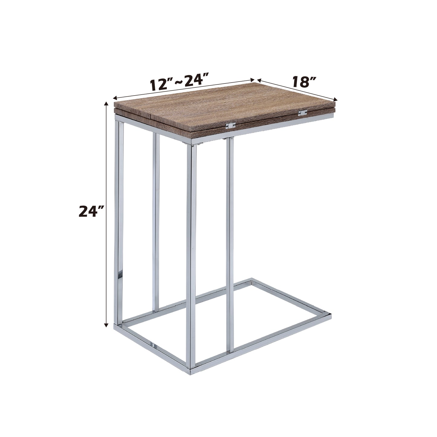 Danson Weathered Oak & Chrome Finish Accent Table FredCo