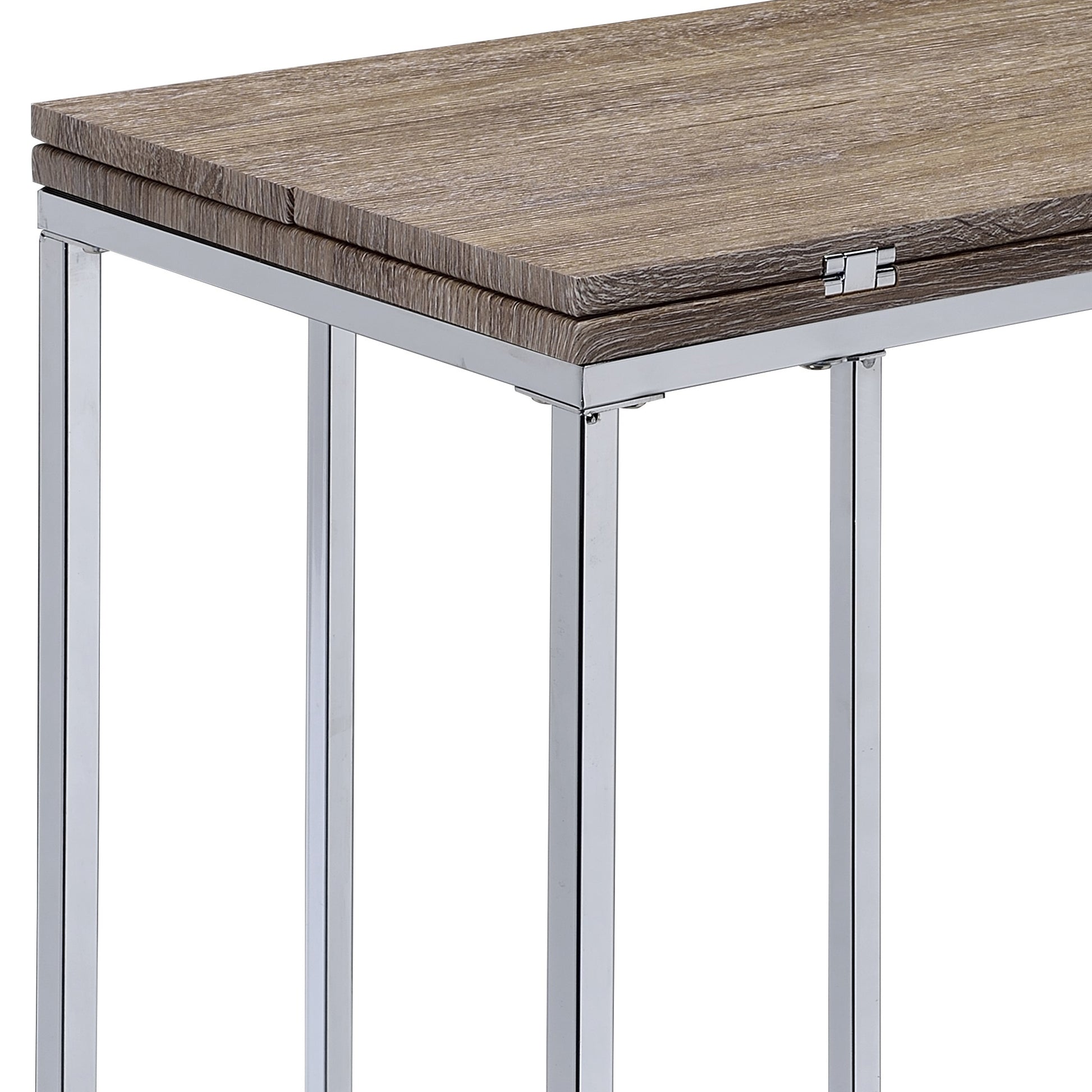 Danson Weathered Oak & Chrome Finish Accent Table FredCo