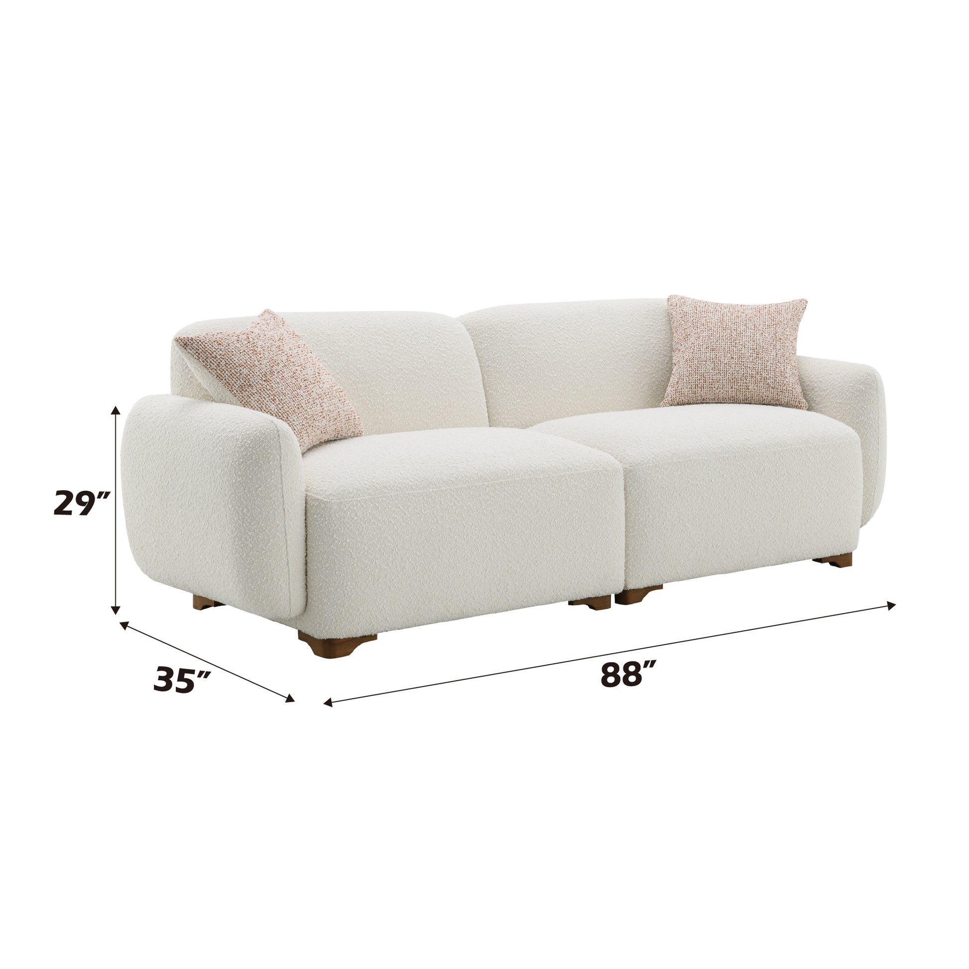 Darius Beige Boucle Sofa with 2 Toss Pillows FredCo