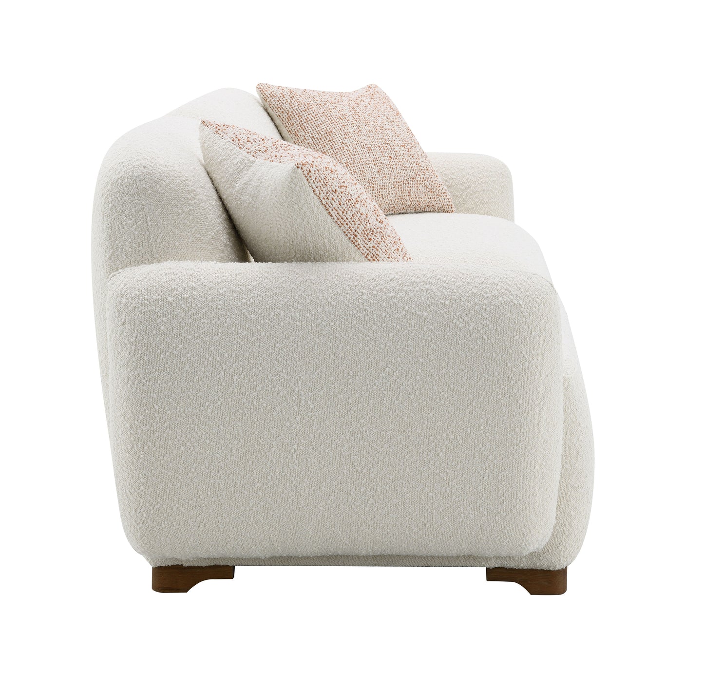Darius Beige Boucle Sofa with 2 Toss Pillows FredCo