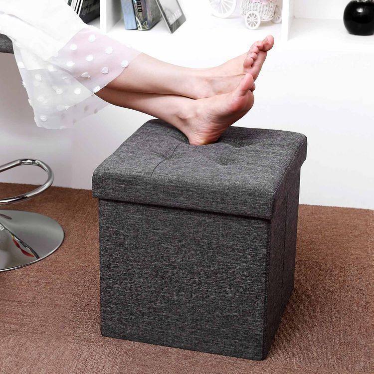 Dark Grey Folding Ottoman FredCo