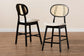 Darrion Mid-Century Modern Cream Fabric and Black Finished Wood 2-Piece Counter Stool Set FredCo