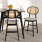 Darrion Mid-Century Modern Cream Fabric and Black Finished Wood 2-Piece Counter Stool Set FredCo