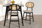 Darrion Mid-Century Modern Cream Fabric and Black Finished Wood 2-Piece Counter Stool Set FredCo