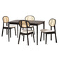 Darrion Mid-Century Modern Cream Fabric and Black Finished Wood 5-Piece Dining Set FredCo
