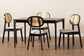 Darrion Mid-Century Modern Cream Fabric and Black Finished Wood 5-Piece Dining Set FredCo