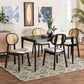 Darrion Mid-Century Modern Cream Fabric and Black Finished Wood 5-Piece Dining Set FredCo
