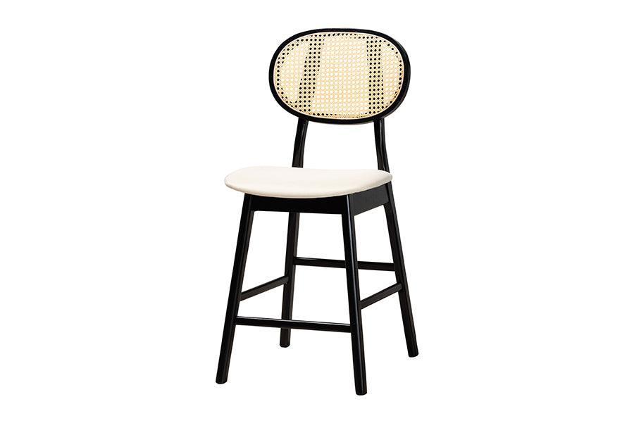 Darrion Mid-Century Modern Cream Fabric and Black Finished Wood 5-Piece Pub set FredCo