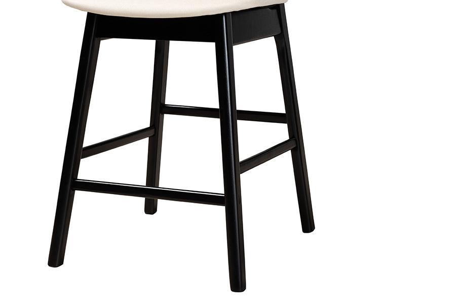 Darrion Mid-Century Modern Cream Fabric and Black Finished Wood 5-Piece Pub set FredCo
