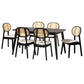 Darrion Mid-Century Modern Cream Fabric and Black Finished Wood 7-Piece Dining Set FredCo