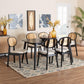 Darrion Mid-Century Modern Cream Fabric and Black Finished Wood 7-Piece Dining Set FredCo