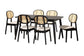 Darrion Mid-Century Modern Cream Fabric and Black Finished Wood 7-Piece Dining Set FredCo