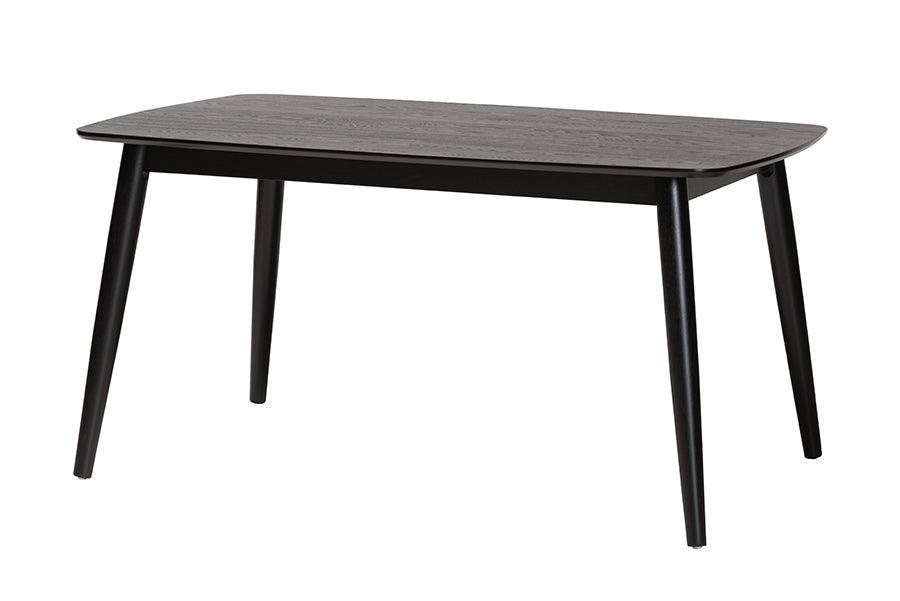 Darrion Mid-Century Modern Cream Fabric and Black Finished Wood 7-Piece Dining Set FredCo