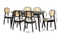Darrion Mid-Century Modern Cream Fabric and Black Finished Wood 7-Piece Dining Set FredCo