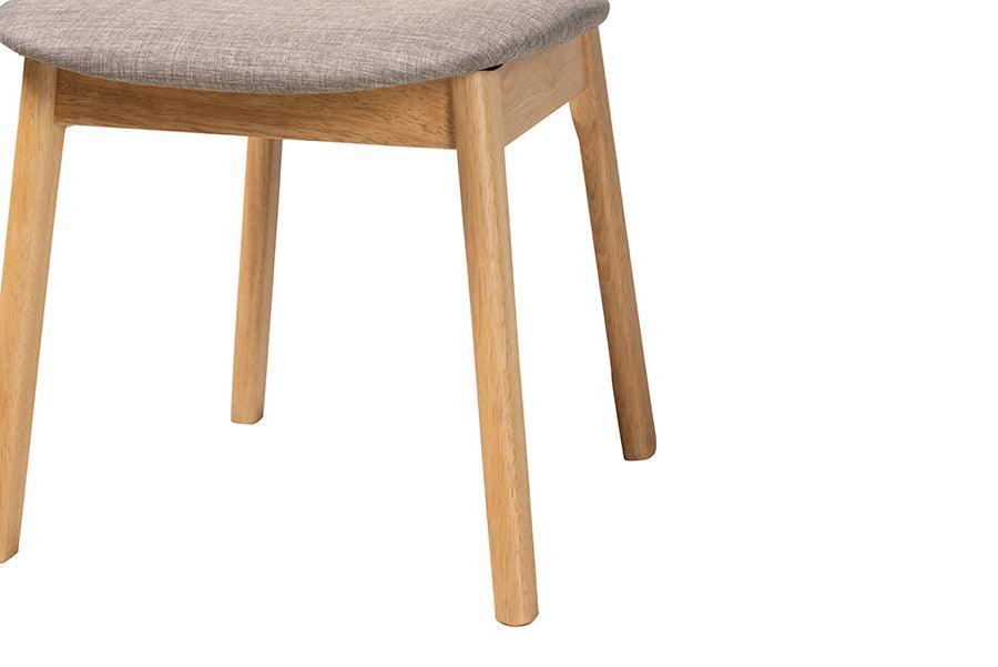 Darrion Mid-Century Modern Grey Fabric and Natural Oak Finished Wood 2-Piece Dining Chair Set FredCo
