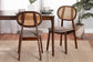 Darrion Mid-Century Modern Grey Fabric and Walnut Brown Finished Wood 2-Piece Dining Chair Set FredCo