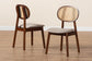 Darrion Mid-Century Modern Grey Fabric and Walnut Brown Finished Wood 2-Piece Dining Chair Set FredCo