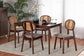 Darrion Mid-Century Modern Grey Fabric and Walnut Brown Finished Wood 5-Piece Dining Set FredCo