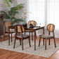 Darrion Mid-Century Modern Grey Fabric and Walnut Brown Finished Wood 5-Piece Dining Set FredCo