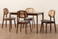 Darrion Mid-Century Modern Grey Fabric and Walnut Brown Finished Wood 5-Piece Dining Set FredCo